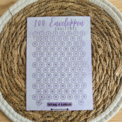 100 Enveloppen challenge A5 (insteekmapje)