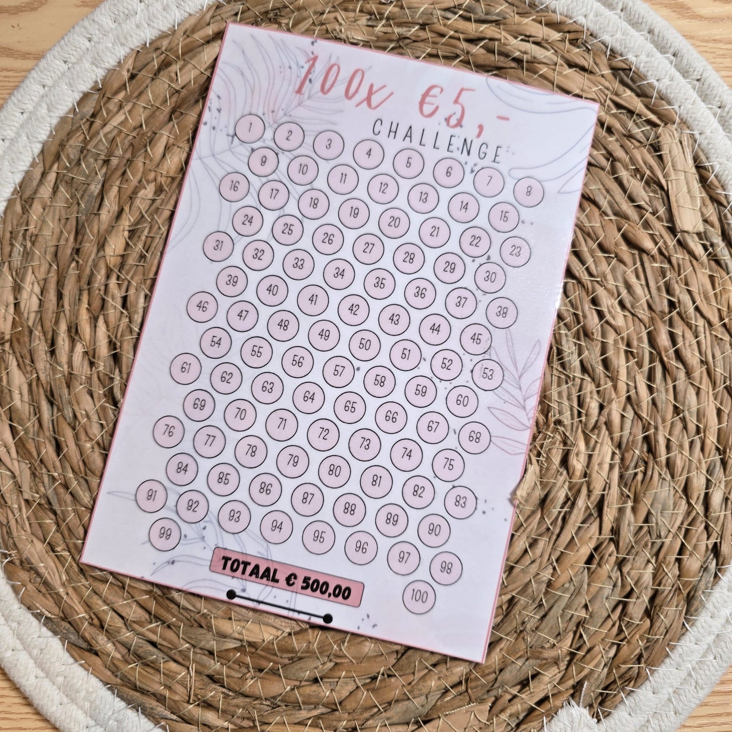 100 Enveloppen challenge A5 (insteekmapje)