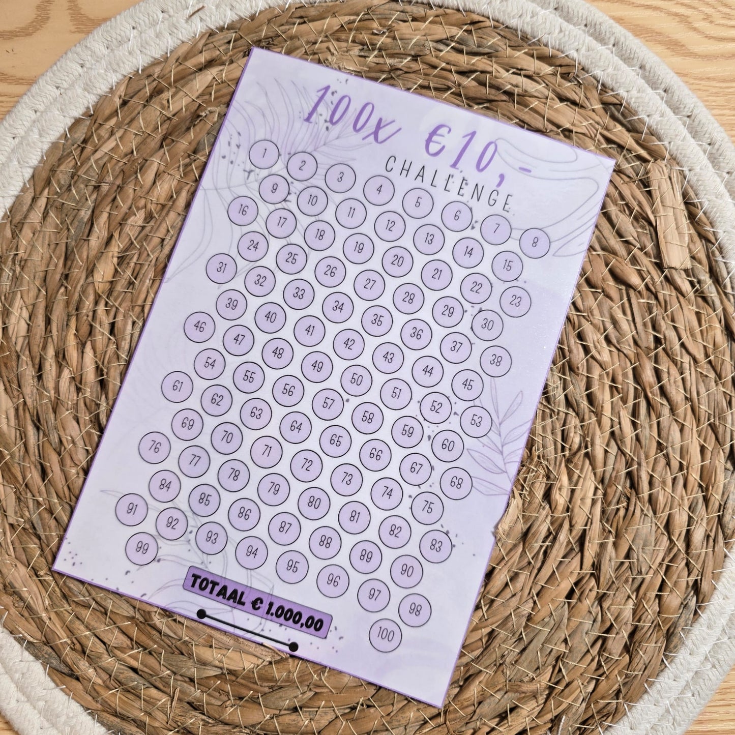 100 Enveloppen challenge A5 (insteekmapje)