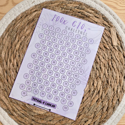 100 Enveloppen challenge A5 (insteekmapje)