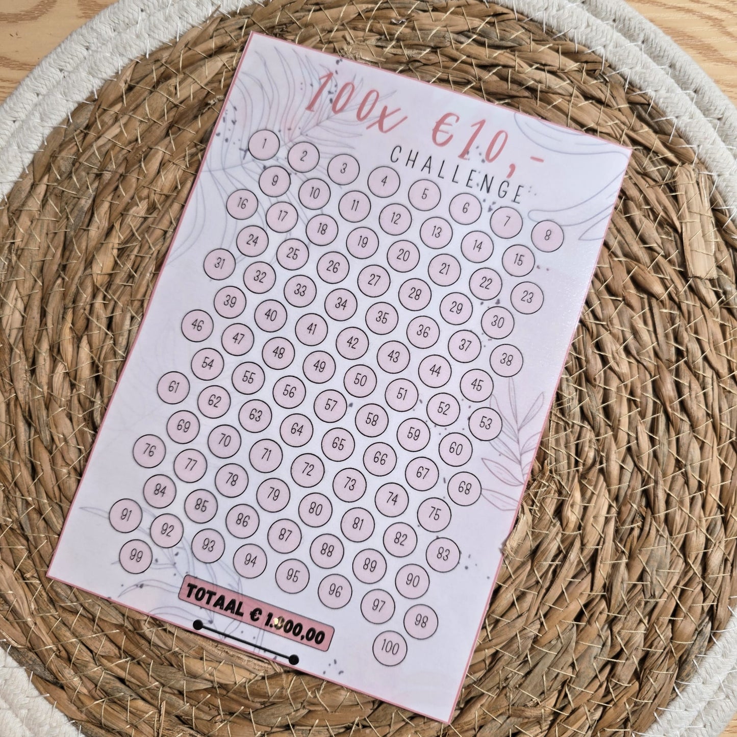 100 Enveloppen challenge A5 (insteekmapje)